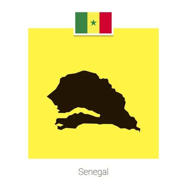 Senegal Karta Design Med Flagga Och Gul Bakgrund Vektor — Stock vektor