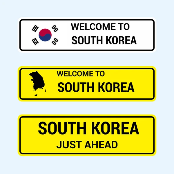 Corea Del Sur Señales Tráfico Diseño Del Tablero Vector — Archivo Imágenes Vectoriales