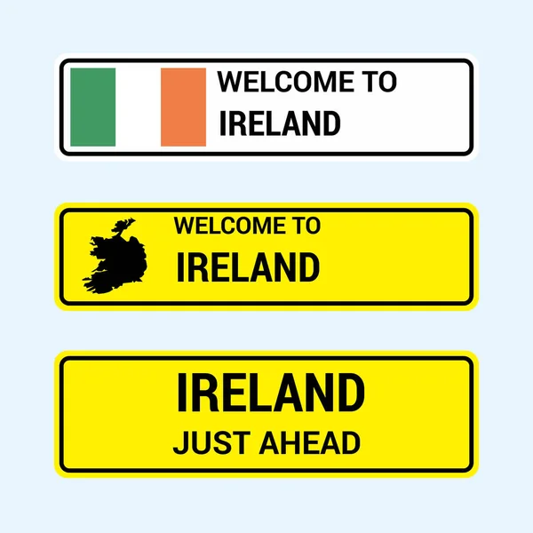 Irlanda Sinais Trânsito Placas Design Vetor Ilustração — Vetor de Stock