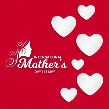 Mutlu anneler günü kartı tipografi ve kırmızı arka plan ile