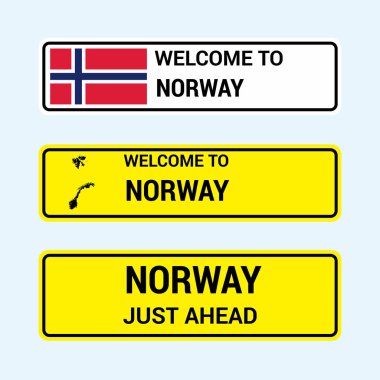 Norveç trafik işaretleri kartı tasarımı, vektör 