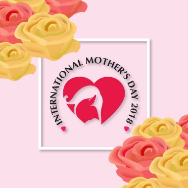 Mutlu anneler günü kartı tipografi ve pembe arka plan ile