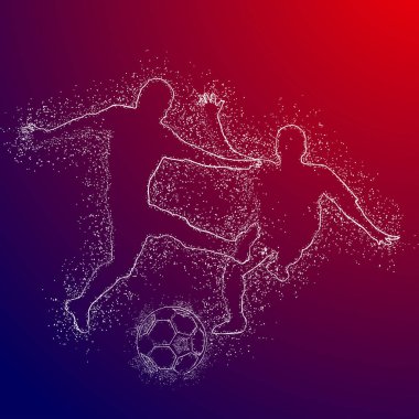 Futbol renkli logo tasarımı kırmızı ve mavi arka plan üzerinde