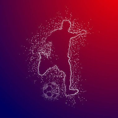 Futbol renkli logo tasarımı kırmızı ve mavi arka plan üzerinde