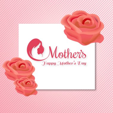 Mutlu anneler günü kartı tipografi ve pembe arka plan ile