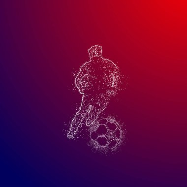 Futbol renkli logo tasarımı kırmızı ve mavi arka plan üzerinde