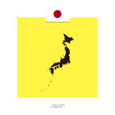 Japonya Harita tasarım bayrak ve sarı arka plan vektör ile