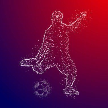 Futbol renkli logo tasarımı kırmızı ve mavi arka plan üzerinde