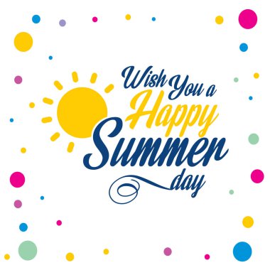 Mutlu yaz kartı açık renkli ve eşsiz tasarımı, vektör, illüstrasyon
