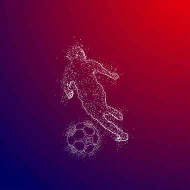 Futbol renkli logo tasarımı kırmızı ve mavi arka plan üzerinde