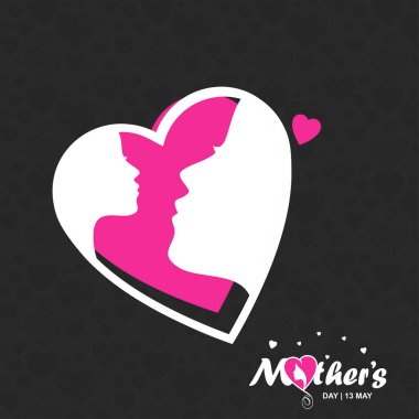 Mutlu anneler günü kartı tipografi ve siyah arka plan ile