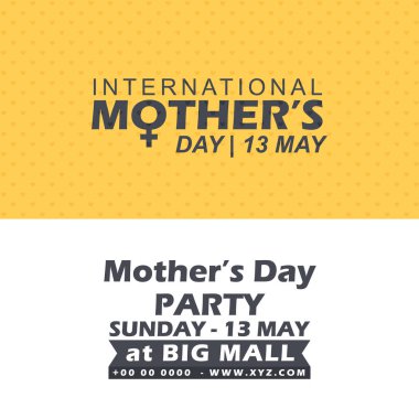 Mutlu anneler günü kartı beyaz ve sarı zemin üzerine tipografi ile