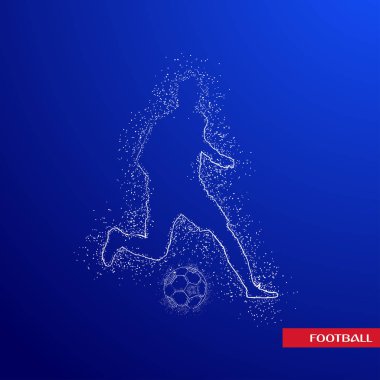Futbol renkli logo tasarımı mavi zemin üzerine