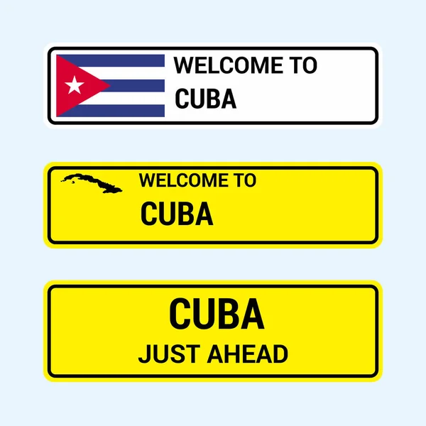 Kuba Vägmärken Styrelser Design Vektor Illustration — Stock vektor