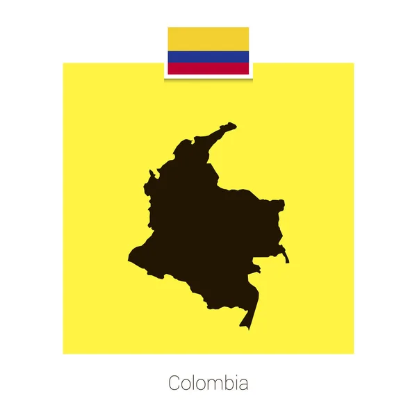 Design Mapa Kolumbie Vlajkou Žluté Pozadí Vektor — Stockový vektor
