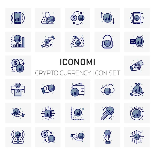 Iconomi Pièce Crypto Icônes Monnaie Ensemble Vecteur Illustration — Image vectorielle