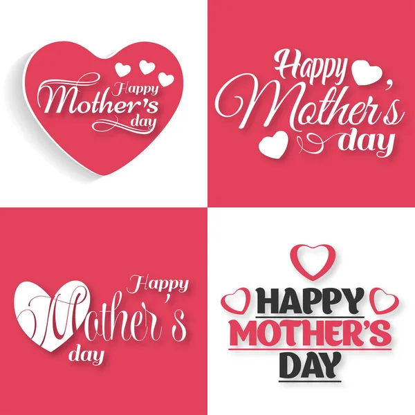 Mutlu anneler günü kartları tipografi üzerinde kırmızı ve beyaz arka plan ile
