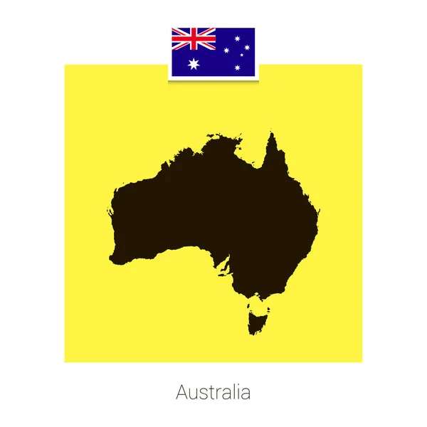 Australisches Kartendesign Mit Flagge Und Gelbem Hintergrundvektor — Stockvektor