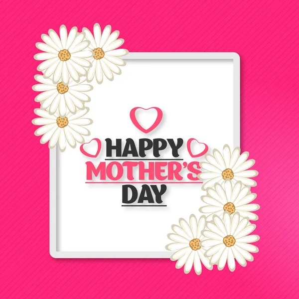 Tarjeta Del Día Madre Feliz Con Tipografía Fondo Rosa — Vector de stock