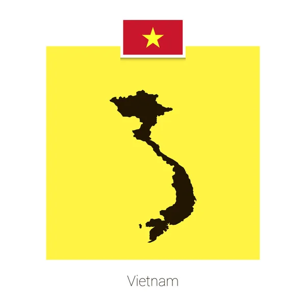 Conception Carte Vietnam Avec Drapeau Vecteur Fond Jaune — Image vectorielle