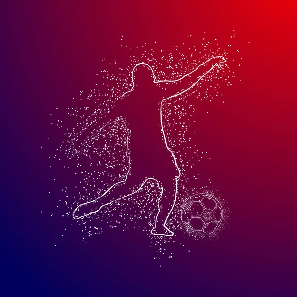 Football Design Logo Coloré Sur Fond Rouge Bleu — Image vectorielle