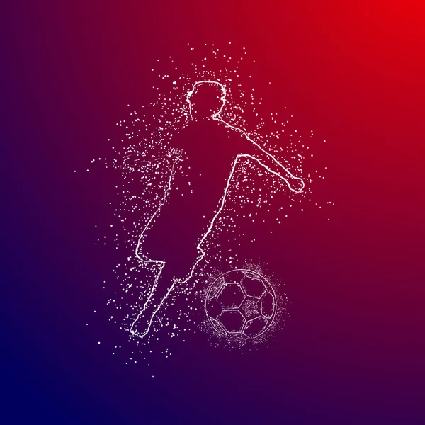 Football Design Logo Coloré Sur Fond Rouge Bleu — Image vectorielle