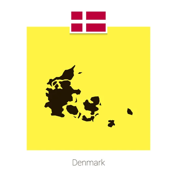 Danimarca Disegno Mappa Con Bandiera Vettore Sfondo Giallo — Vettoriale Stock