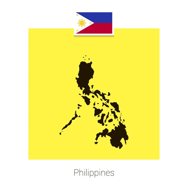 Conception Carte Phillippines Avec Drapeau Vecteur Fond Jaune — Image vectorielle