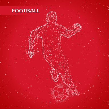 Futbol renkli logo tasarımı kırmızı zemin üzerine