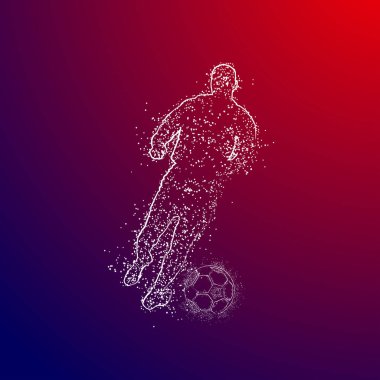 Futbol renkli logo tasarımı kırmızı ve mavi arka plan üzerinde