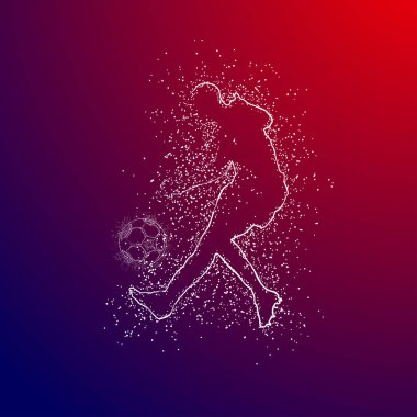 Futbol renkli logo tasarımı kırmızı ve mavi arka plan üzerinde