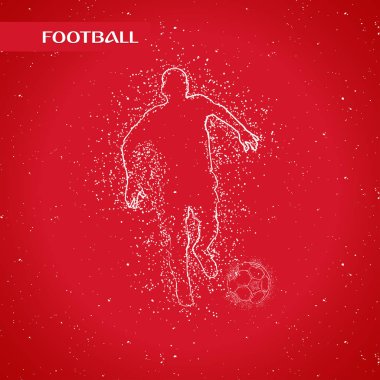 Futbol renkli logo tasarımı kırmızı zemin üzerine