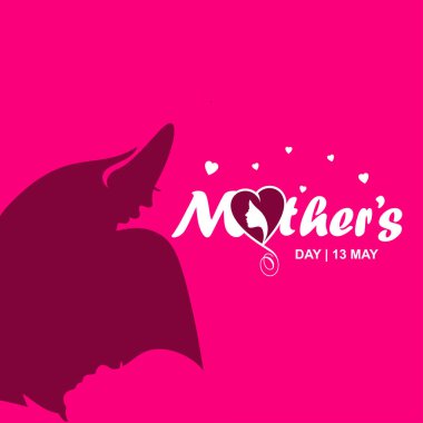 Mutlu anneler günü kartı tipografi ve pembe arka plan ile