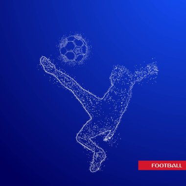 Futbol renkli logo tasarımı mavi zemin üzerine