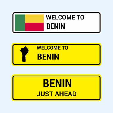 Benin trafik işaretleri kartı tasarımı, vektör 