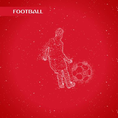 Futbol renkli logo tasarımı kırmızı zemin üzerine