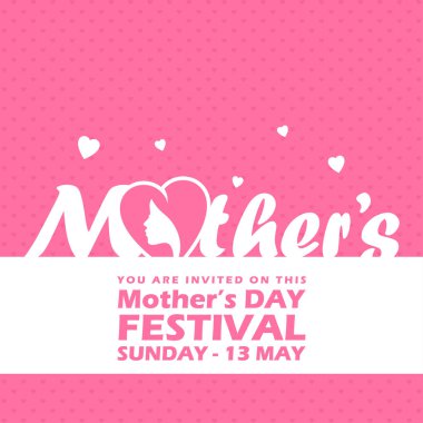 Mutlu anneler günü kartı tipografi ve pembe arka plan ile