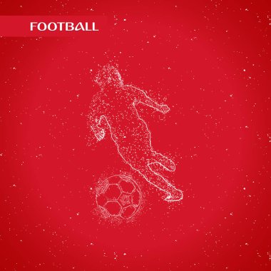 Futbol renkli logo tasarımı kırmızı zemin üzerine