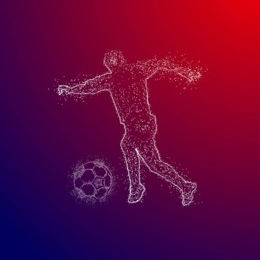 Futbol renkli logo tasarımı kırmızı ve mavi arka plan üzerinde