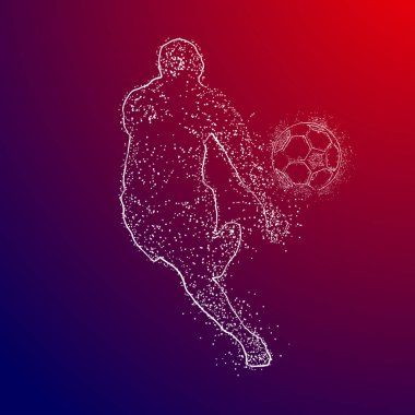 Futbol renkli logo tasarımı kırmızı ve mavi arka plan üzerinde