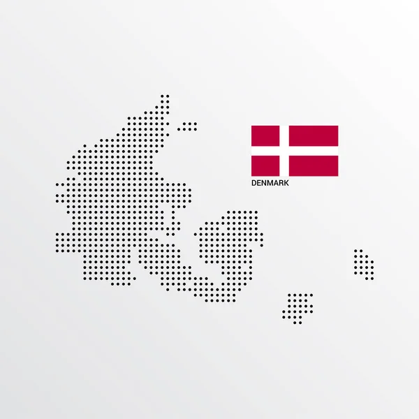 Dánia Térkép Tervez Val Zászló Világos Háttér Vektor — Stock Vector