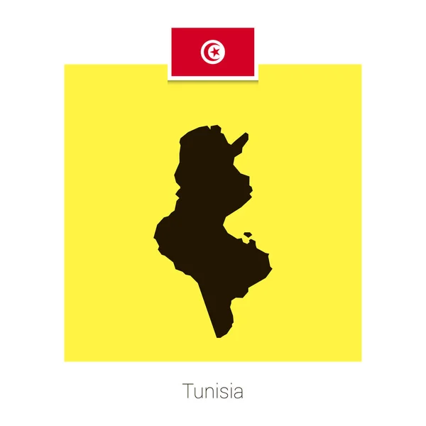 Tunisia Map Design Mit Fahne Und Gelbem Hintergrund Vektor — Stockvektor