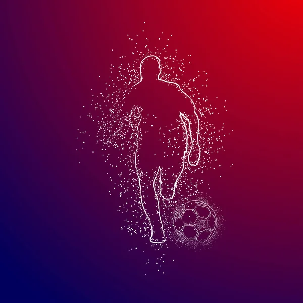 Football Design Logo Coloré Sur Fond Rouge Bleu — Image vectorielle