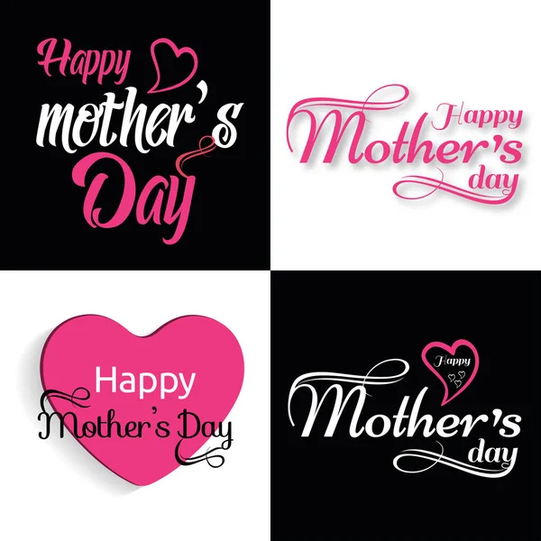 Mutlu anneler günü kartları tipografi üzerinde siyah ve beyaz arka plan ile