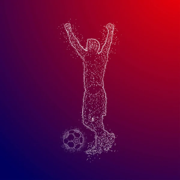 Football Design Logo Coloré Sur Fond Rouge Bleu — Image vectorielle