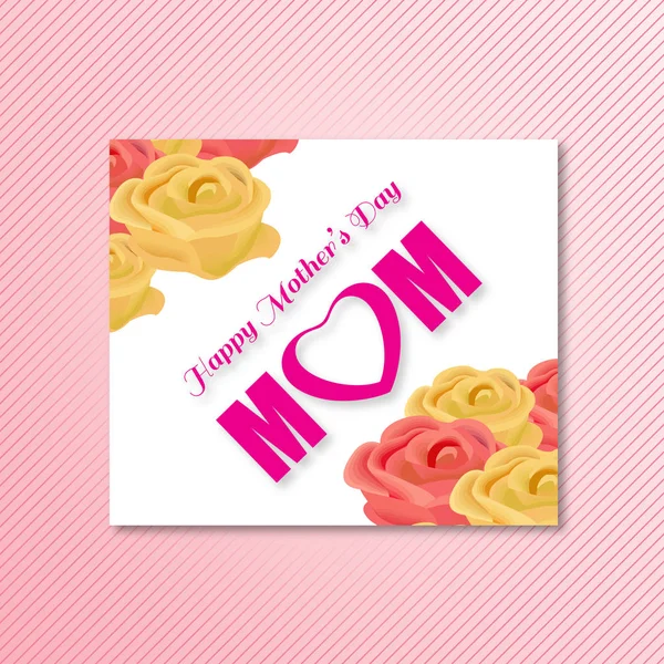 Mutlu Anneler Günü Kartı Tipografi Pembe Arka Plan Ile — Stok Vektör