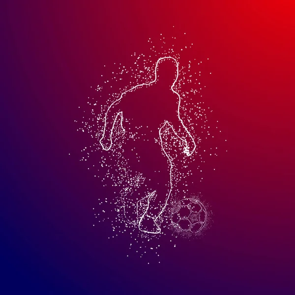 Football Design Logo Coloré Sur Fond Rouge Bleu — Image vectorielle