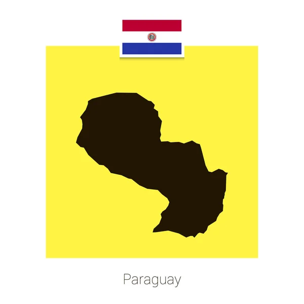 Paraguay Mapa Diseño Con Bandera Vector Fondo Amarillo — Archivo Imágenes Vectoriales