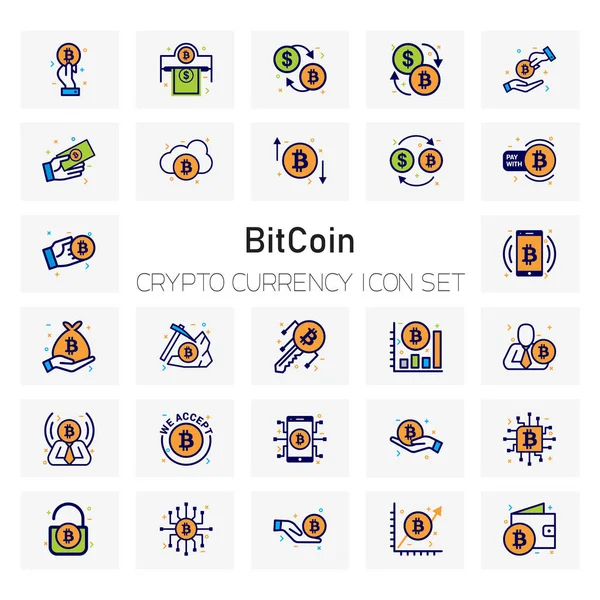 Bitcoin kripto para birimi simgelerini hazır, vektör, illüstrasyon 