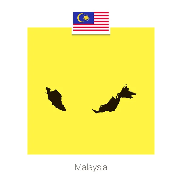 Malasia Mapa Diseño Con Bandera Vector Fondo Amarillo — Vector de stock